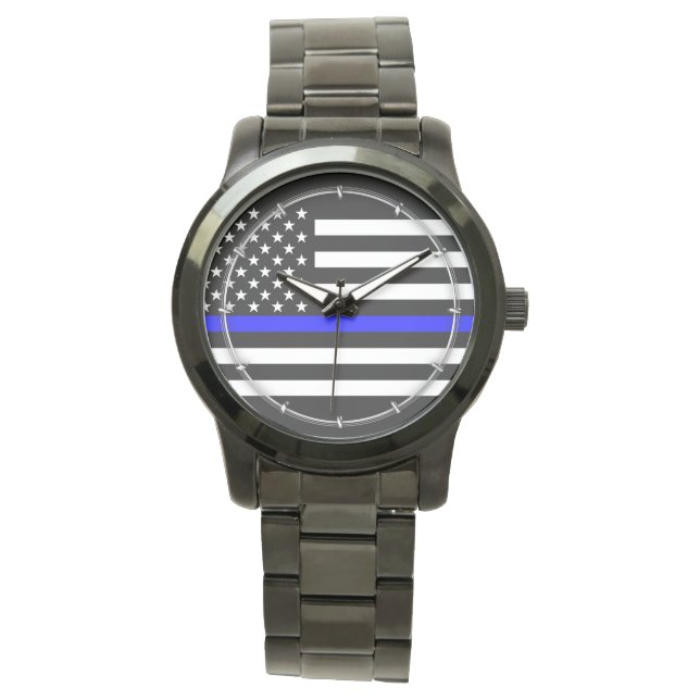 Thin Blue Line Graphic auf einer US-amerikanischen Armbanduhr (Vorderseite)
