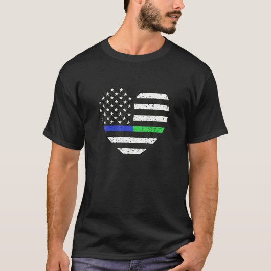 Thin Blue Line Green Line Shirt Police Military Fl (Vorderseite)