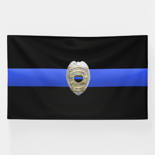 Thin Blue Line Großer Liebe Banner (Horizontal)