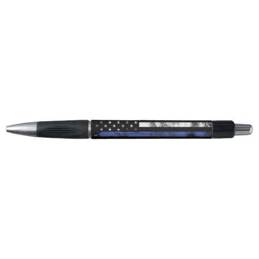 Thin Blue Line Grunge Flag Rechtsdurchsetzung Pen Kugelschreiber (Vorderseite)