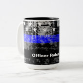 Thin Blue Line Grunge Officer Tasse (Vorderseite Links)