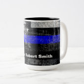 Thin Blue Line Grunge Officer Tasse (VorderseiteRechts)