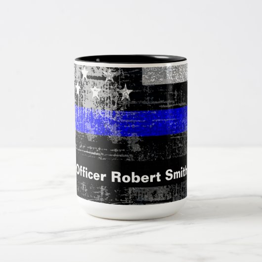 Thin Blue Line Grunge Officer Tasse (Mittel)