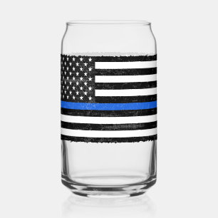 Thin Blue Line Grungy American Flag Dosenglas