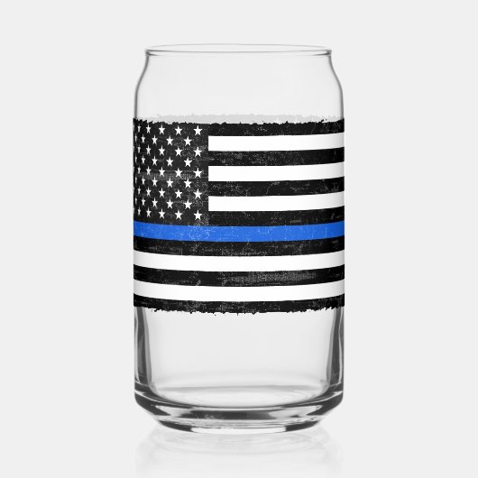 Thin Blue Line Grungy American Flag Dosenglas (Vorderseite)