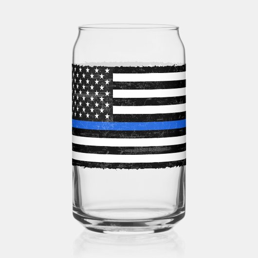 Thin Blue Line Grungy American Flag Dosenglas (Rückseite)