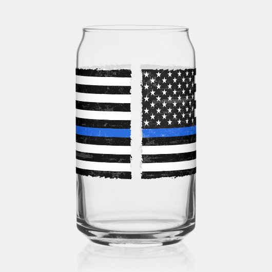 Thin Blue Line Grungy American Flag Dosenglas (Links)