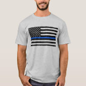 Thin Blue Line Grungy American Flag T-Shirt (Vorderseite)