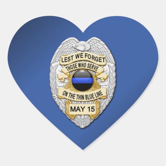 Thin Blue Line Herz-Aufkleber (Vorderseite)