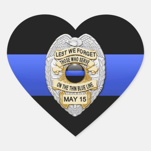 Thin Blue Line Herz-Aufkleber (Vorderseite)