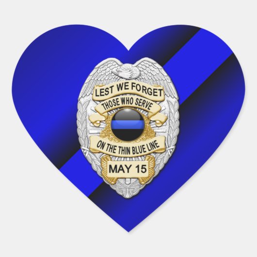Thin Blue Line Herz-Aufkleber (Vorderseite)