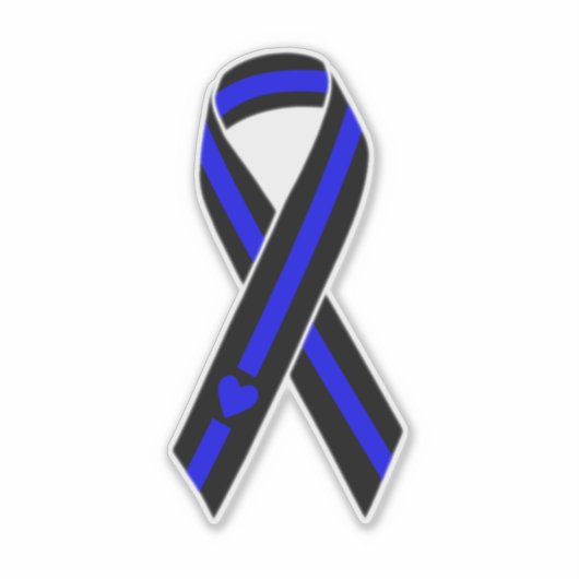 Thin Blue Line Herz Ribbon Aufkleber (Vorderseite)