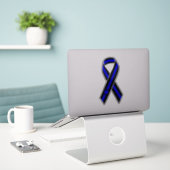 Thin Blue Line Herz Ribbon Aufkleber (Laptop auf Schreibtisch)