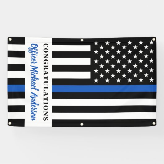 Thin Blue Line Herzlichen Glückwunsch Police Party Banner (Horizontal)