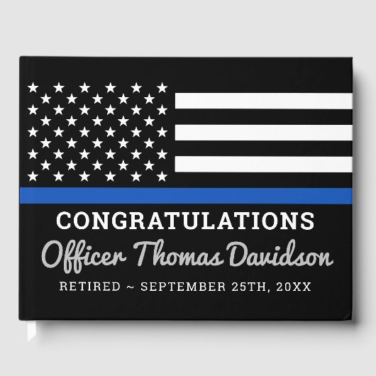 Thin Blue Line Herzlichen Glückwunsch Polizeiretir Gästebuch (Vorderseite)