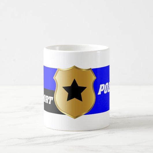 Thin Blue Line, ich unterstütze Polizei Kaffeetasse (Mittel)