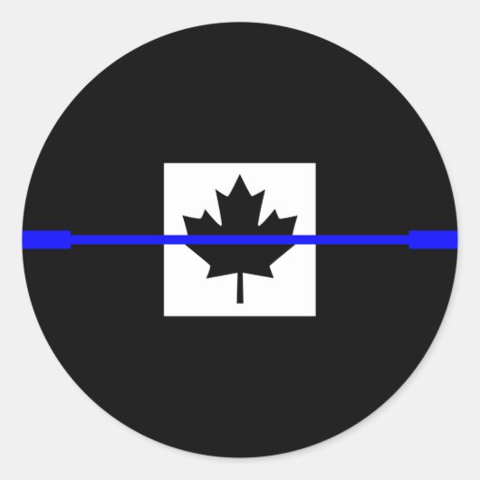 Thin Blue Line im kanadischen Flaggendekor Runder Aufkleber (Vorderseite)