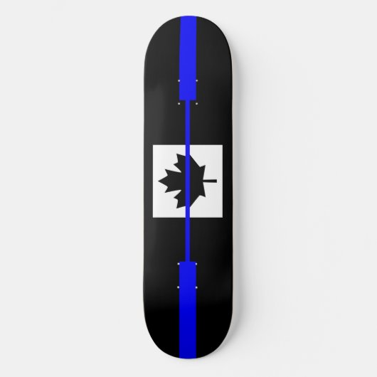 Thin Blue Line im kanadischen Flaggendekor Skateboard (Vorderseite)