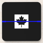 Thin Blue Line im kanadischen Flaggendekor Untersetzer (Vorderseite)