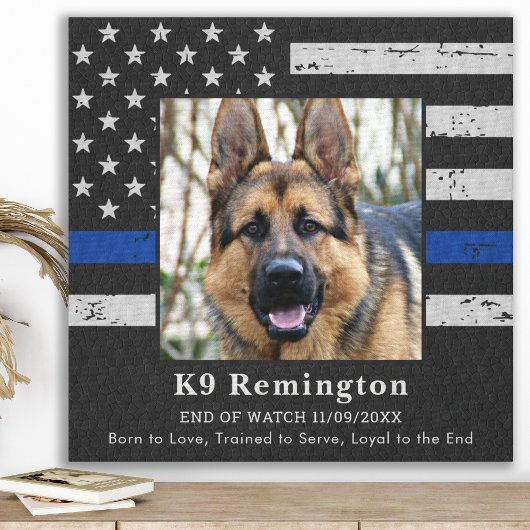 Thin Blue Line K9 Police Dog Memorial Leinwanddruck