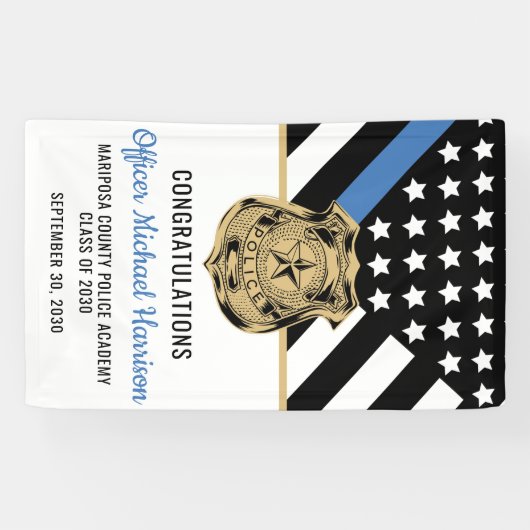 Thin Blue Line Law Enforcement Banner (Horizontal)