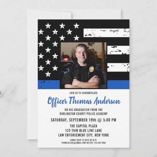 Thin Blue Line Law Enforcement Einladung (Vorderseite)