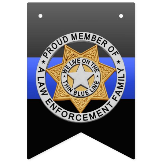 Thin Blue Line Law Enforcement Family Abzeichen Wimpelkette (Zweite Fahne)
