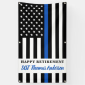 Thin Blue Line Law Enforcement Happy Retirement Banner (Vertikal)