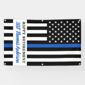 Thin Blue Line Law Enforcement Happy Retirement Banner (Horizontal)