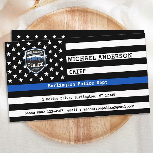 Thin Blue Line Law Enforcement Logo Custom Police Visitenkarte