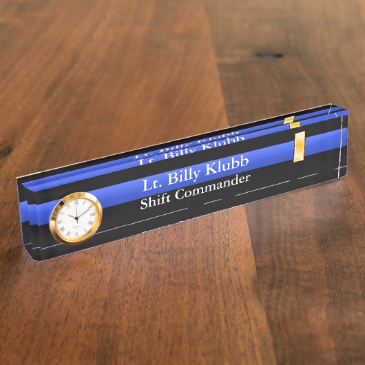 Thin Blue Line - Lieutenant Rank Name Plate Namensplakette (Seite)