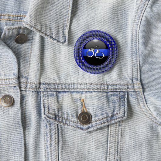 Thin Blue Line Medallion mit Handschellen Button (Beispiel)