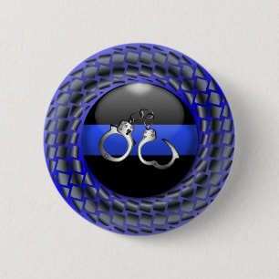 Thin Blue Line Medallion mit Handschellen Button