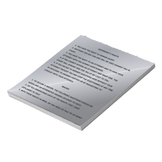 Thin Blue Line & Miranda Rights Warning and Waiver Notizblock (Rotiert)