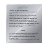 Thin Blue Line & Miranda Rights Warning and Waiver Notizblock (Vorderseite)