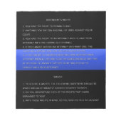 Thin Blue Line & Miranda Rights Warning and Waiver Notizblock (Vorderseite)
