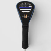 Thin Blue Line Mit Monogramm & Golf USA Flagge Golf Headcover (Vorderseite)