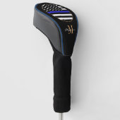 Thin Blue Line Mit Monogramm & Golf USA Flagge Headcover (angewinkelt)