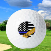 Thin Blue Line Mit Monogramm & Police USA / Golden Golfball