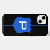 Thin Blue Line-Monogramm iPhone Hülle (Rückseite (Horizontal))