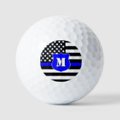 [Thin Blue Line] Monogramm Polizei Schild Golfball (Vorderseite)