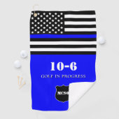 {Thin Blue Line} Monogramm-Polizist 10-6 Golfhandtuch (Insitu)