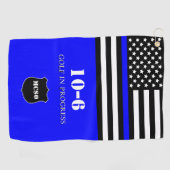 {Thin Blue Line} Monogramm-Polizist 10-6 Golfhandtuch (Horizontal)