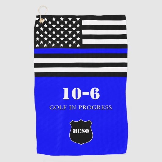 {Thin Blue Line} Monogramm-Polizist 10-6 Golfhandtuch (Vorderseite)