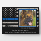 Thin Blue Line Officer K9 Polizeihund Fotoplatte (Vorderseite)