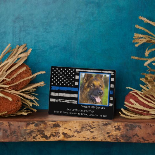 Thin Blue Line Officer K9 Polizeihund Fotoplatte (Seite)