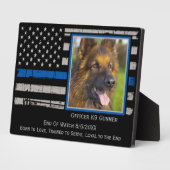 Thin Blue Line Officer K9 Polizeihund Fotoplatte (Seite)