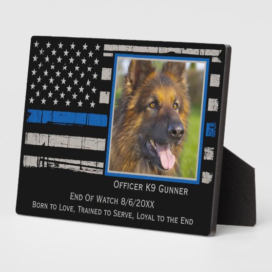 Thin Blue Line Officer K9 Polizeihund Fotoplatte (Seite)