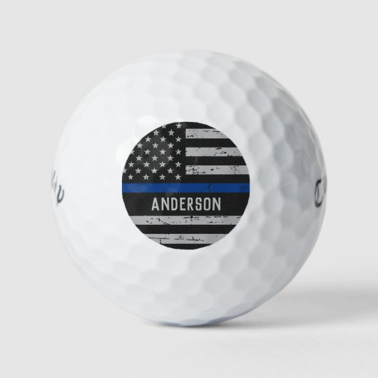 Thin Blue Line - Offizier der amerikanischen Flagg Golfball (Vorderseite)