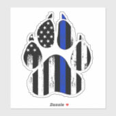 Thin Blue Line Paw Print Aufkleber (Blatt)